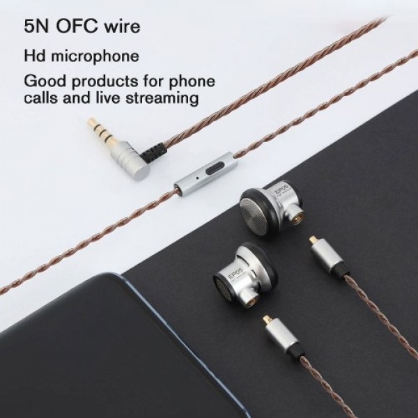 EP05 Earphone 16mm Driver High Resolution 5N High Purity OFC Headset Flat Head Earbuds MMCX Replaceable Cable