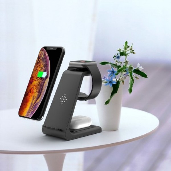 3 in 1 Fast Charging Station Wireless Charger Stand Wireless Quick Charge Dock for Phone Holder (Max 10W) Compatible with Mobile