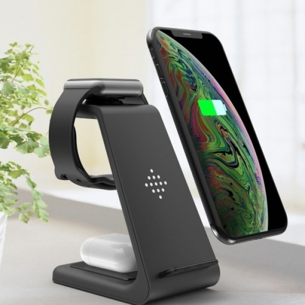 3 in 1 Fast Charging Station Wireless Charger Stand Wireless Quick Charge Dock for Phone Holder (Max 10W) Compatible with Mobile