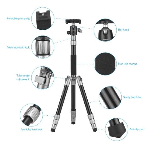 Andoer Q066 Compact Portable Tripod Lightweight Tr...