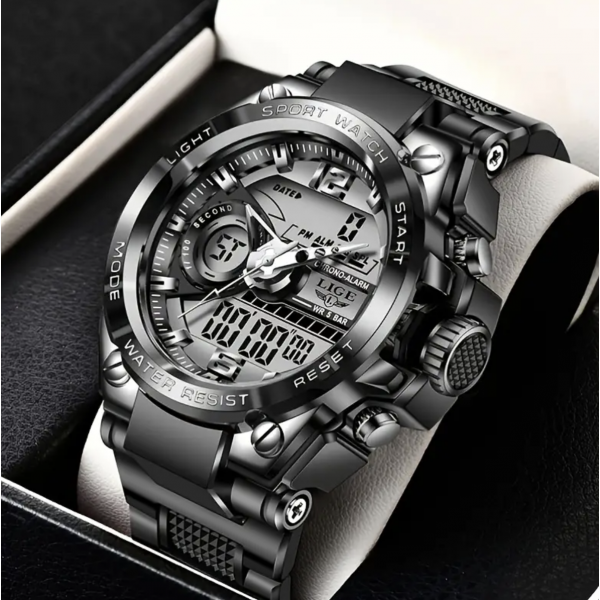 LIGE Men Digital Military Waterproof Watch