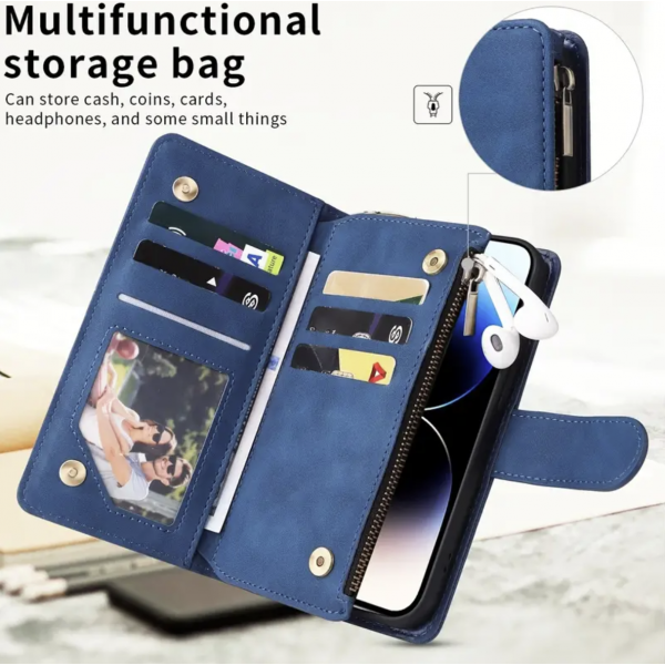 Wallet Zipper Leather Phone Case For,iPhone14